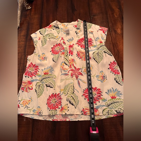 Nine West Floral Sleeveless Blouse Top Size 2X Tropical Print - Picture 5 of 10